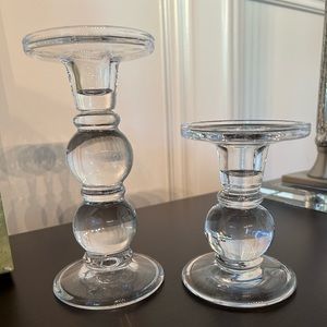 EUC Glass Candlestick Pair (2)